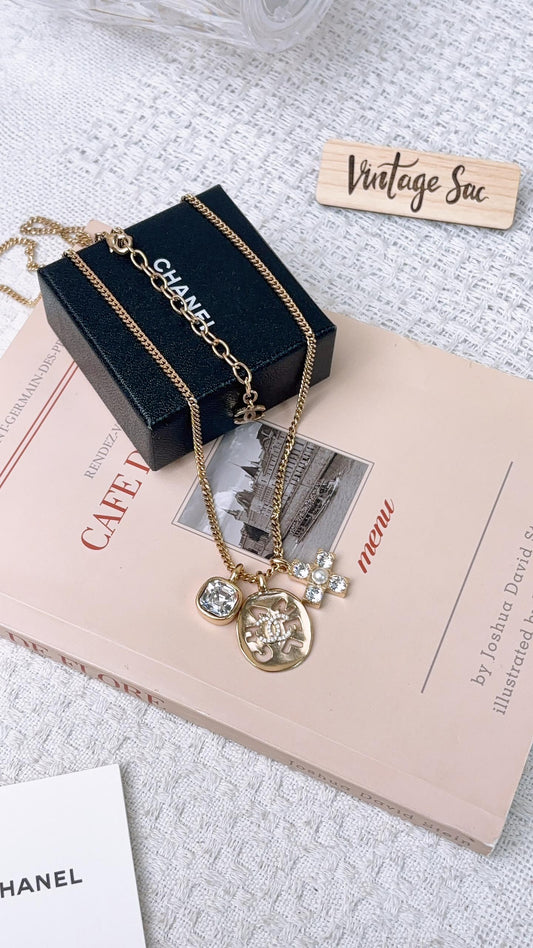 Chanel Light Gold Multi Pendant Necklace