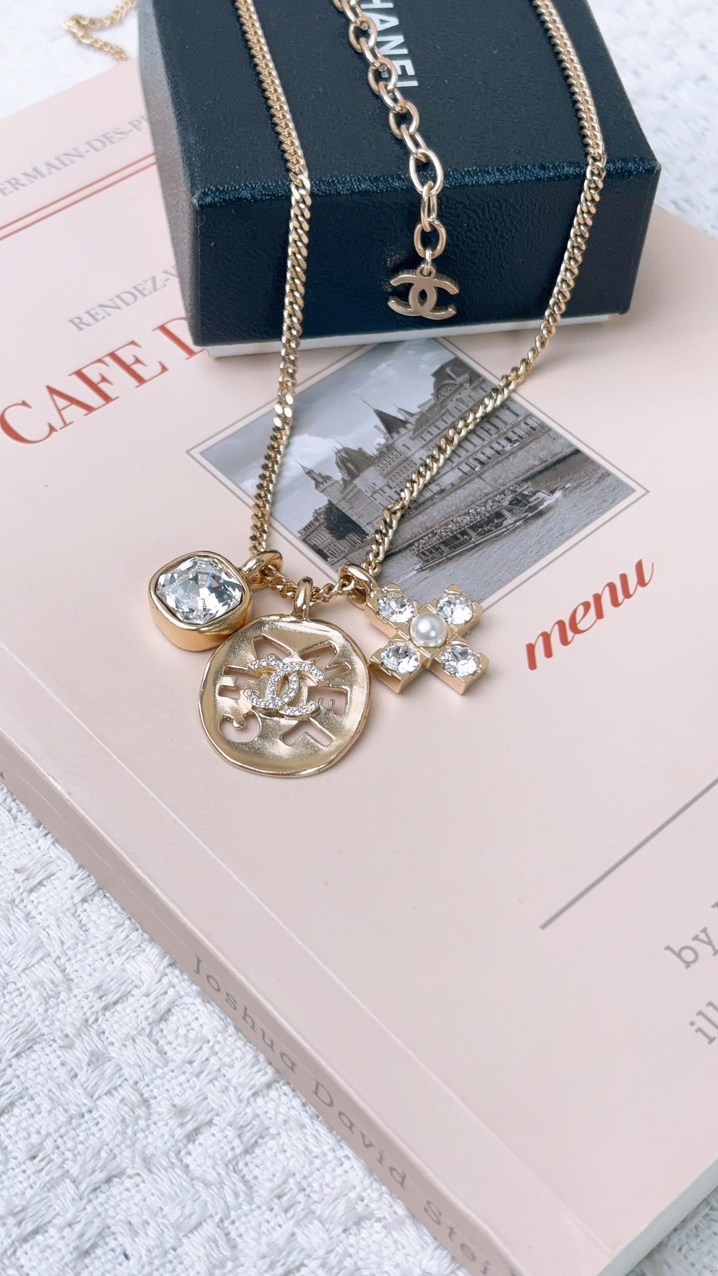 Chanel Light Gold Multi Pendant Necklace