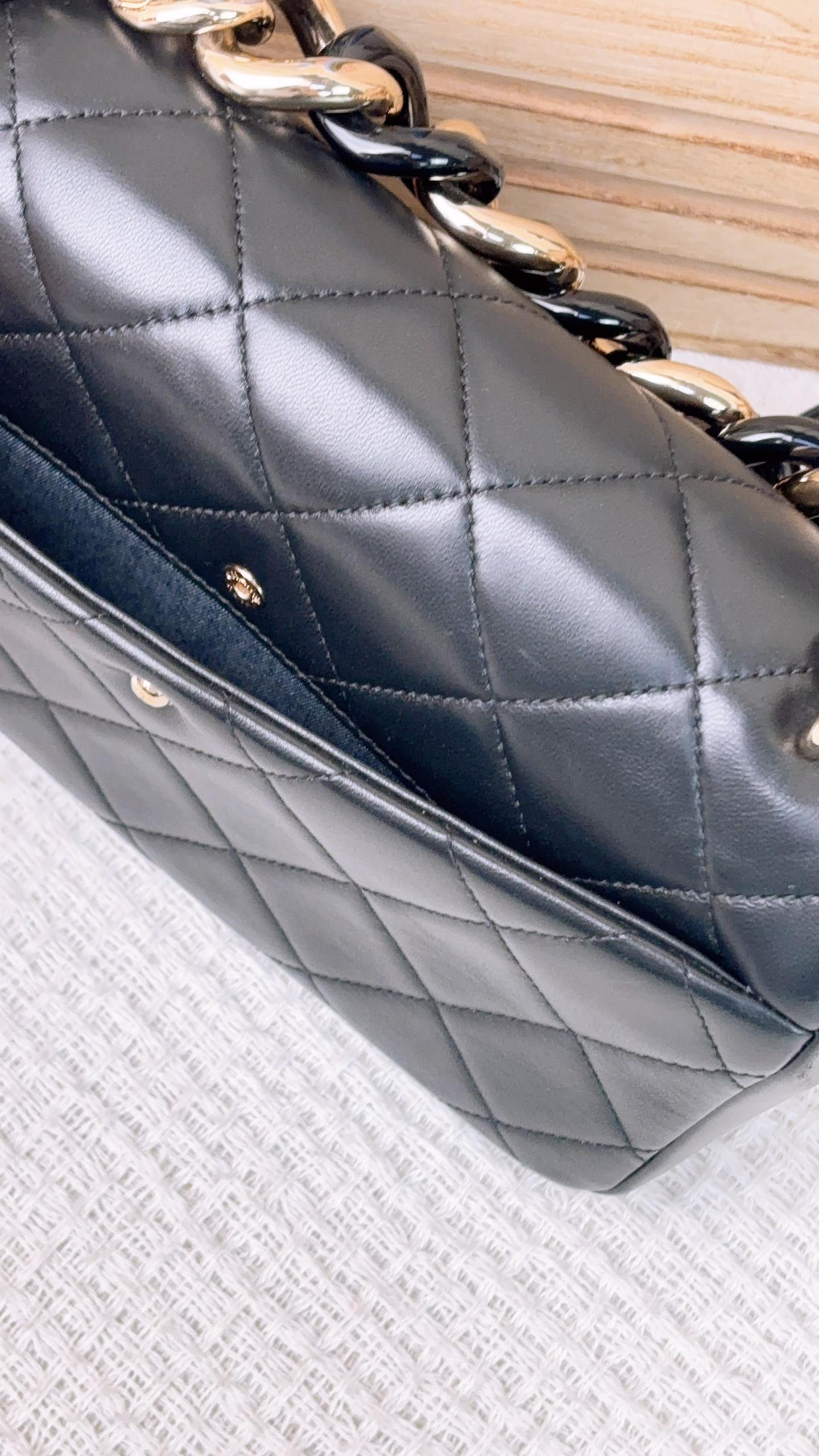 Chanel Black Lambskin Elegant Chain Flap Bag (LGHW)