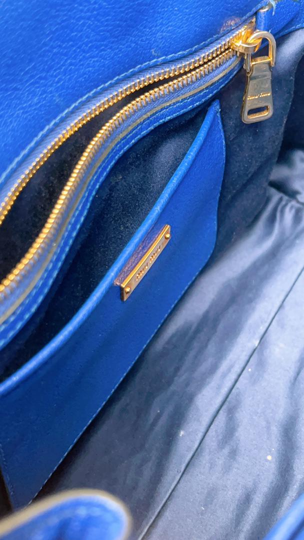 Miu Miu Blue Madras 2-Way Bag