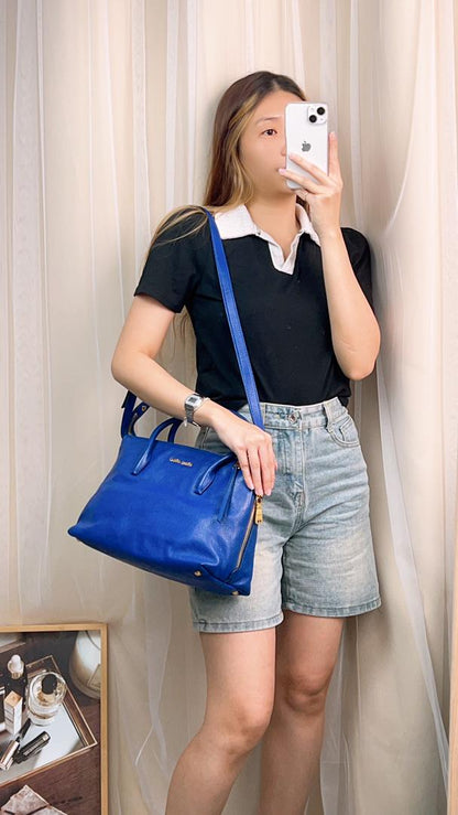Miu Miu Blue Madras 2-Way Bag