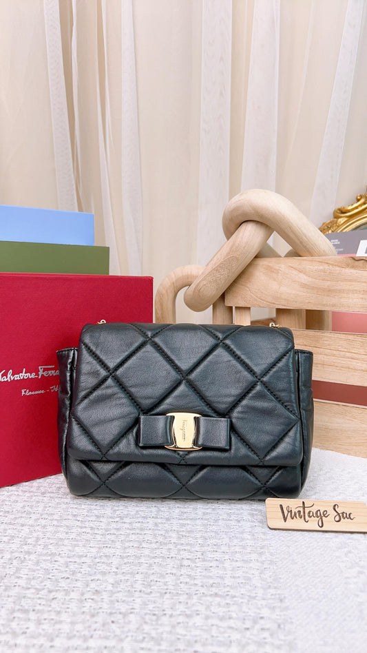 SF Black Quilted Miss Vara Chain Bag (GHW)