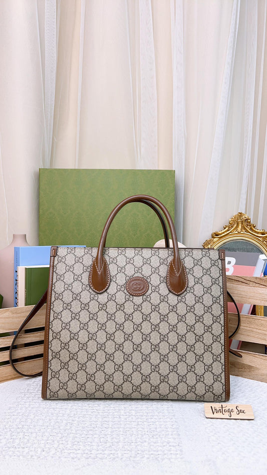 Gucci Beige x Brown 2-Way Tote