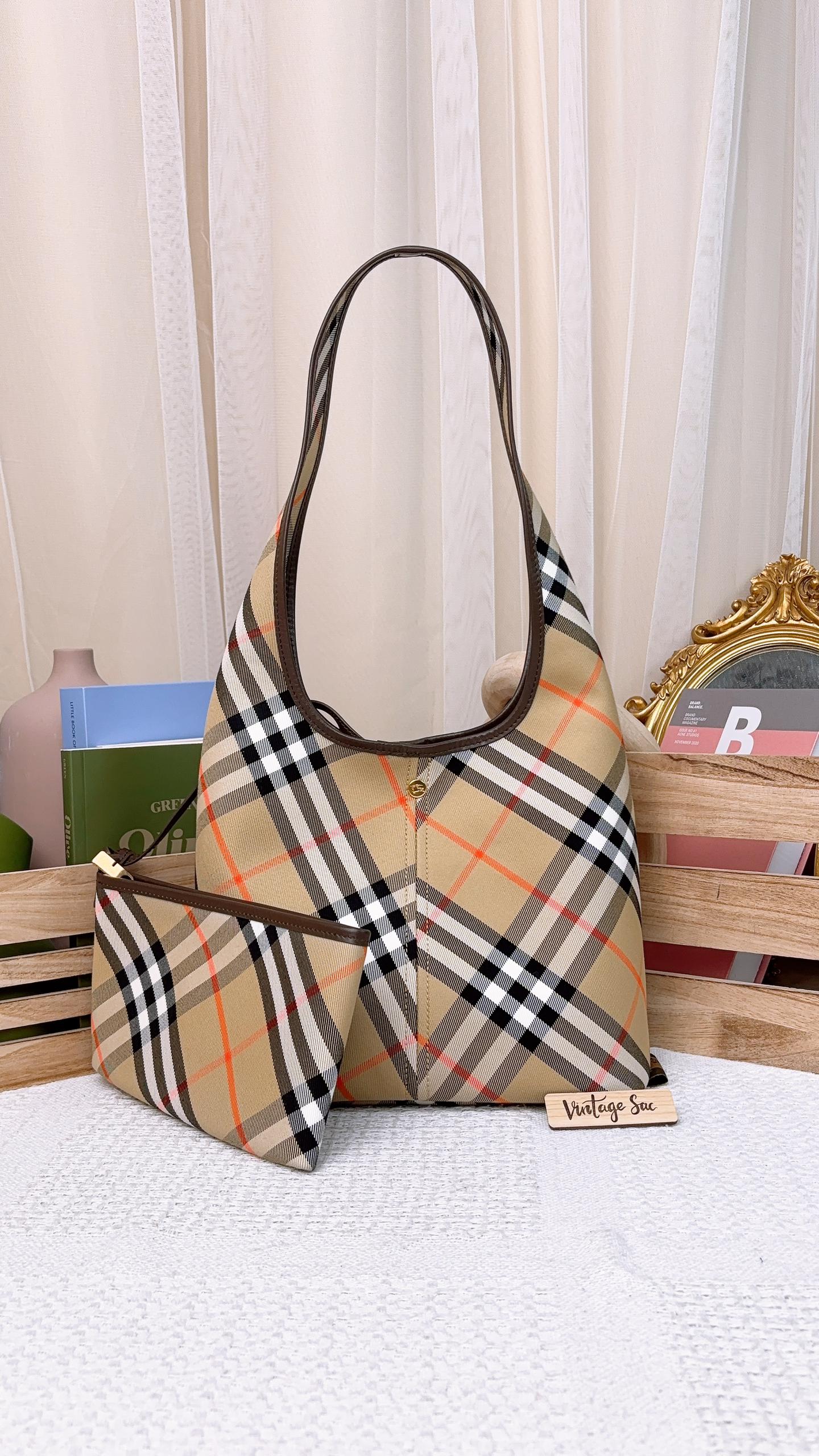 Burberry Brown Small Check Shoulder Bag