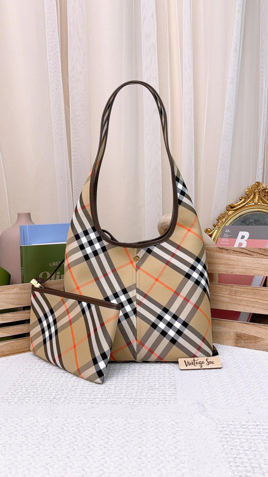 Burberry Brown Small Check Shoulder Bag