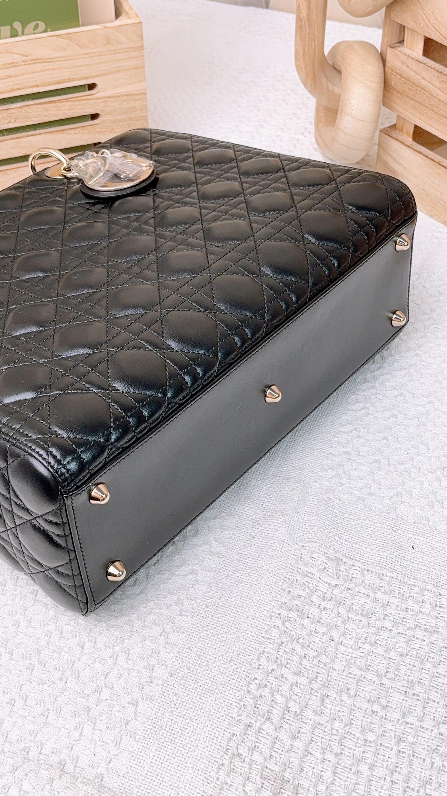 Dior Black Lambskin Large Lady D (LGHW)