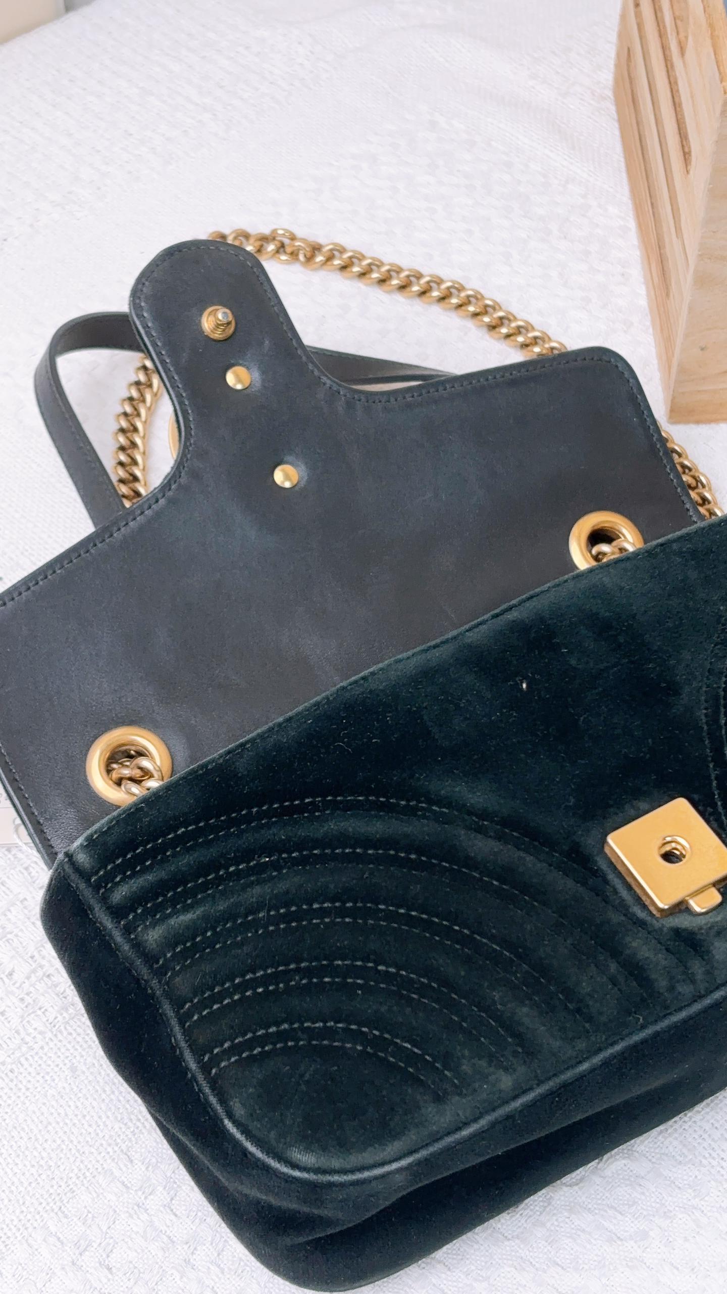 Gucci Black Velvet Small Marmont (GHW)