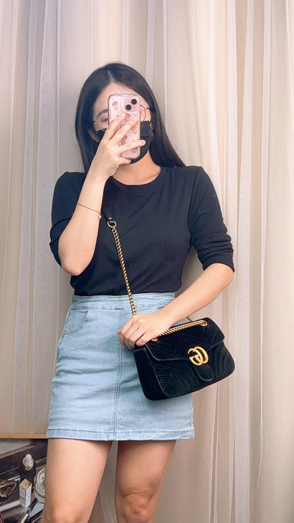 Gucci Black Velvet Small Marmont (GHW)