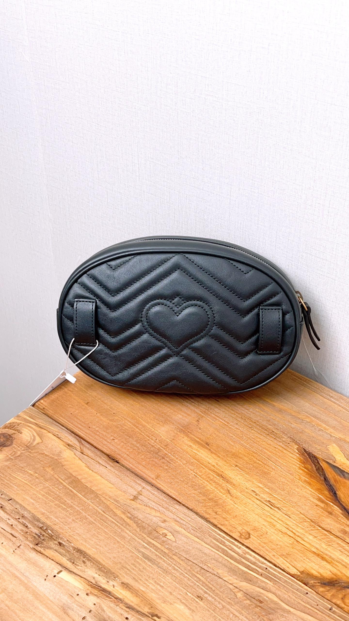Gucci Black Marmont GG Belt Bag (GHW)