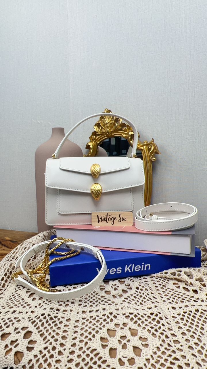 Bvlgari White Serpenti Belt Bag