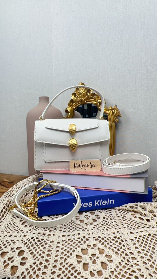 Bvlgari White Serpenti Belt Bag