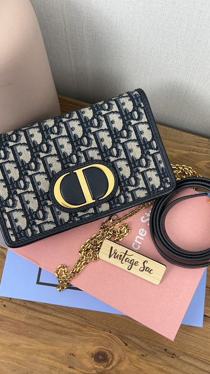 Dior Navy Oblique Montaigne 30 2-in-1 Pouch