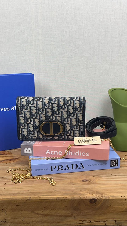 Dior Navy Oblique Montaigne 30 2-in-1 Pouch