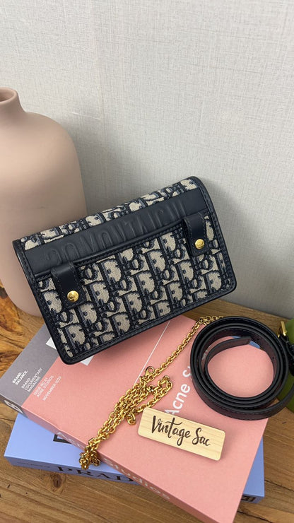 Dior Navy Oblique Montaigne 30 2-in-1 Pouch