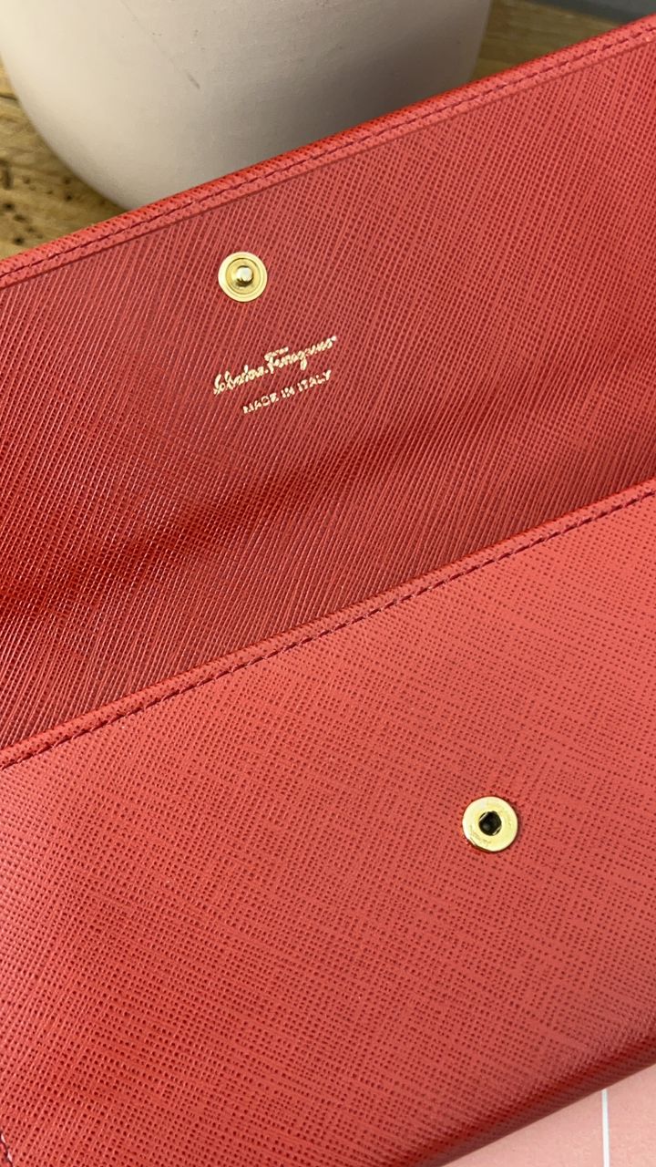 Salvatore Ferragamo Red Gancini Continental Long Wallet (GHW)