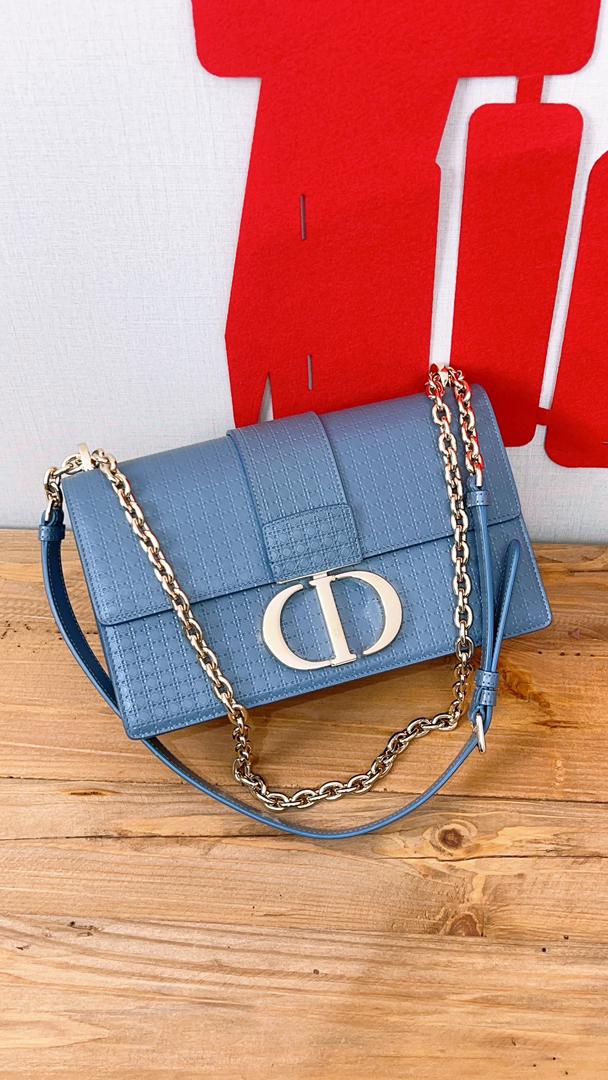 Dior Blue Micro Cannage 30 Montaigne Shoulder Bag (GHW)