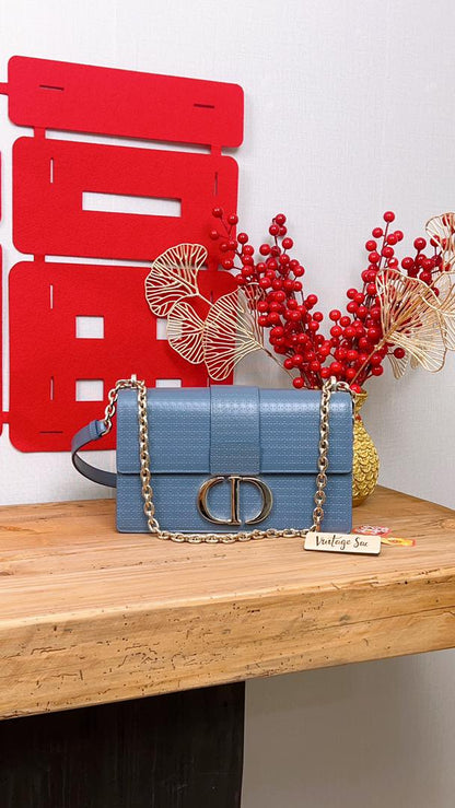 Dior Blue Micro Cannage 30 Montaigne Shoulder Bag (GHW)