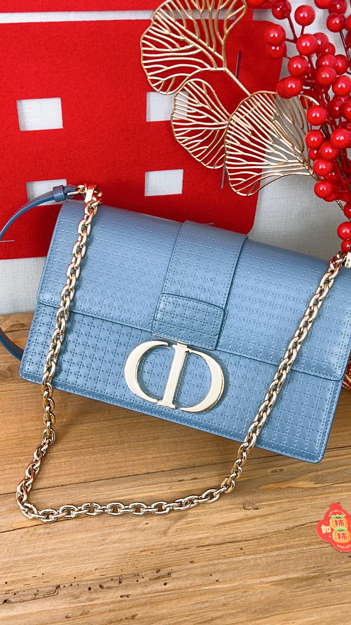 Dior Blue Micro Cannage 30 Montaigne Shoulder Bag (GHW)