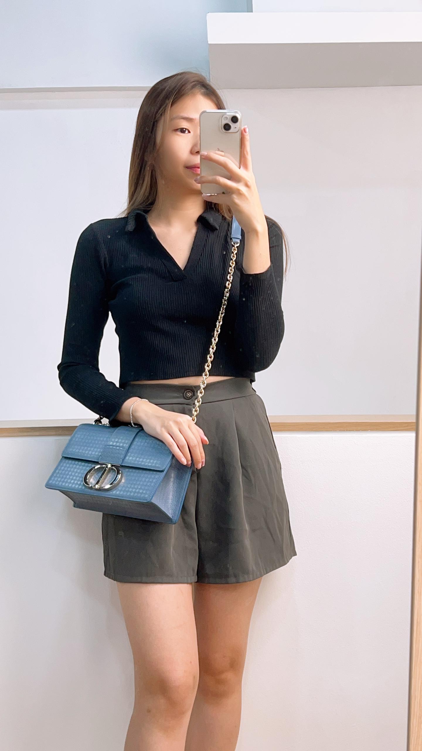 Dior Blue Micro Cannage 30 Montaigne Shoulder Bag (GHW)