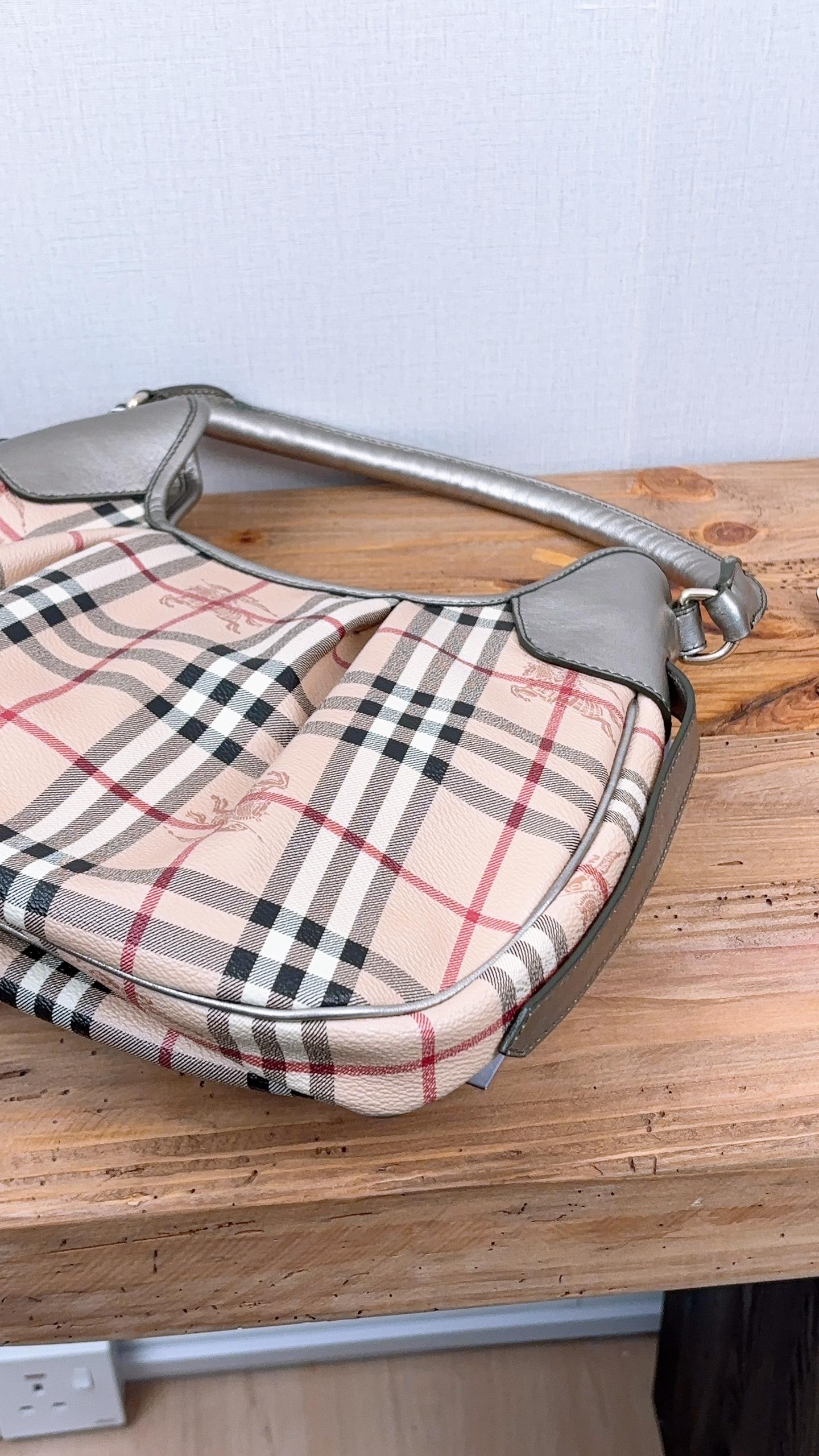 Burberry Beige Haymarket Check Shoulder Bag