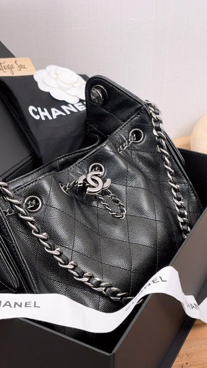 Chanel Black Caviar Mini 25 Bag (RHW)