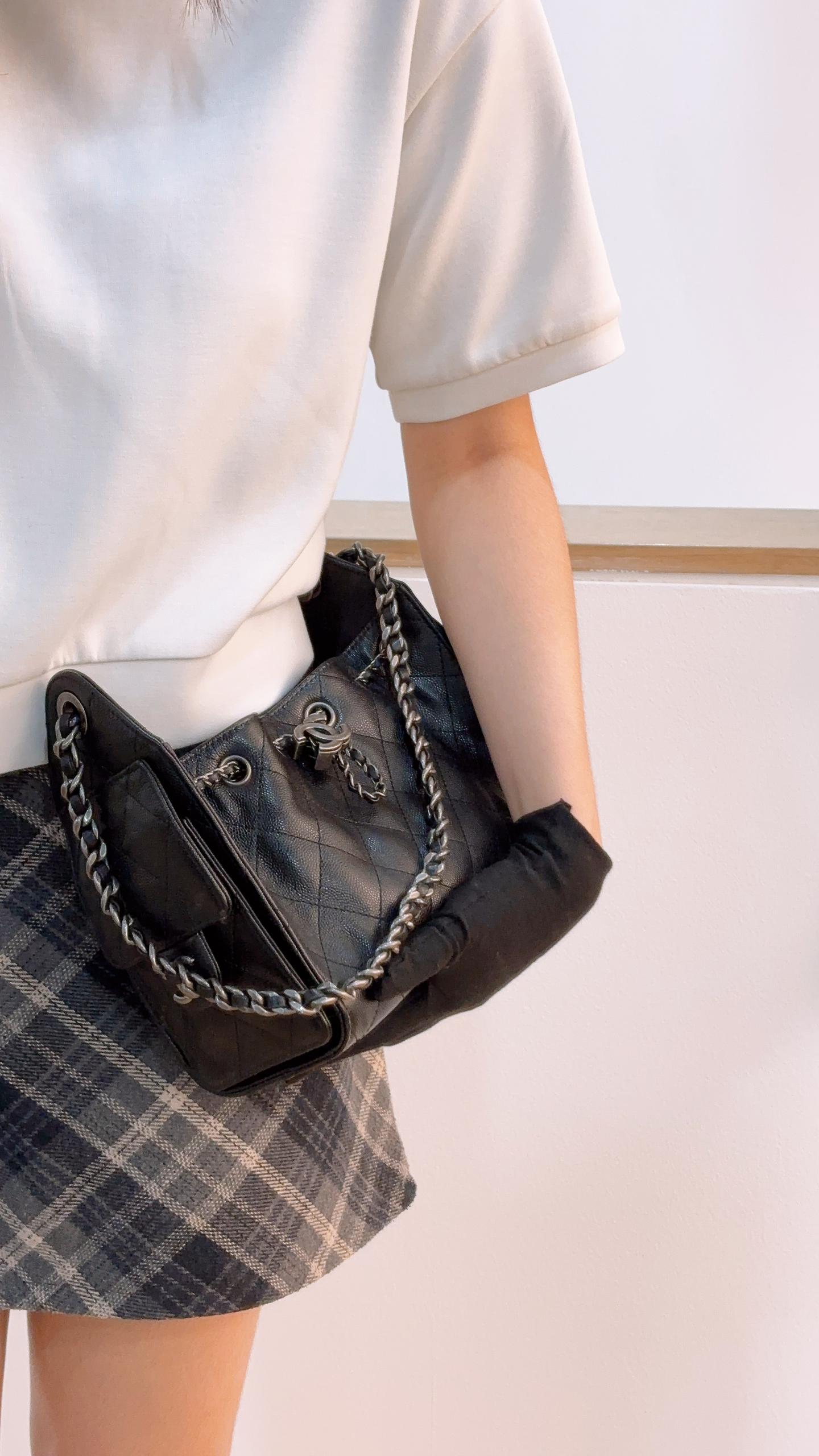 Chanel Black Caviar Mini 25 Bag (RHW)