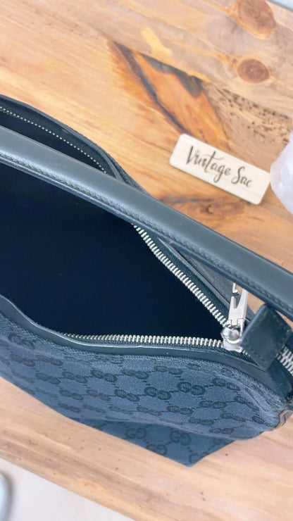 Gucci Black Monogram Hobo Shoulder Bag