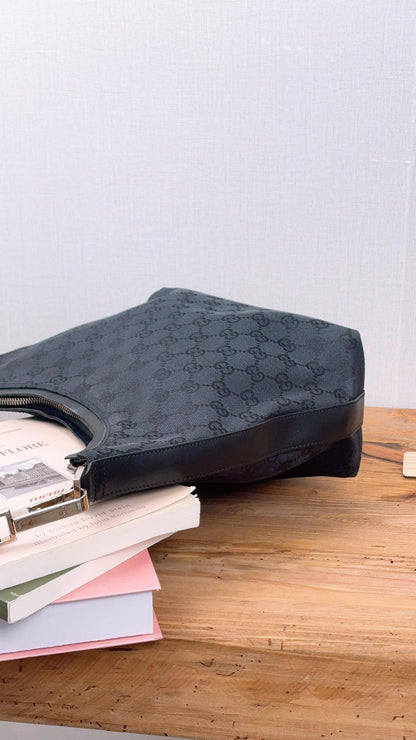 Gucci Black Monogram Hobo Shoulder Bag