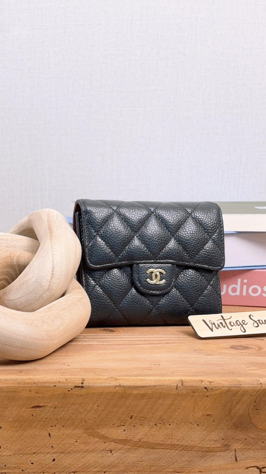 Chanel Black Caviar Classic Compact Wallet (GHW)