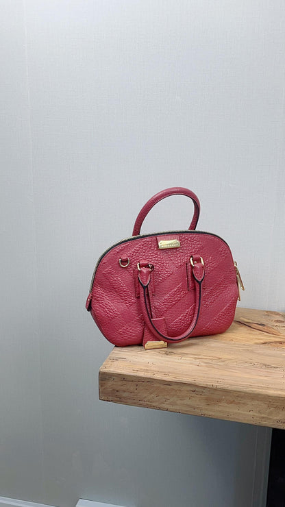 Burberry Burgundy Ordnard Bowling Bag