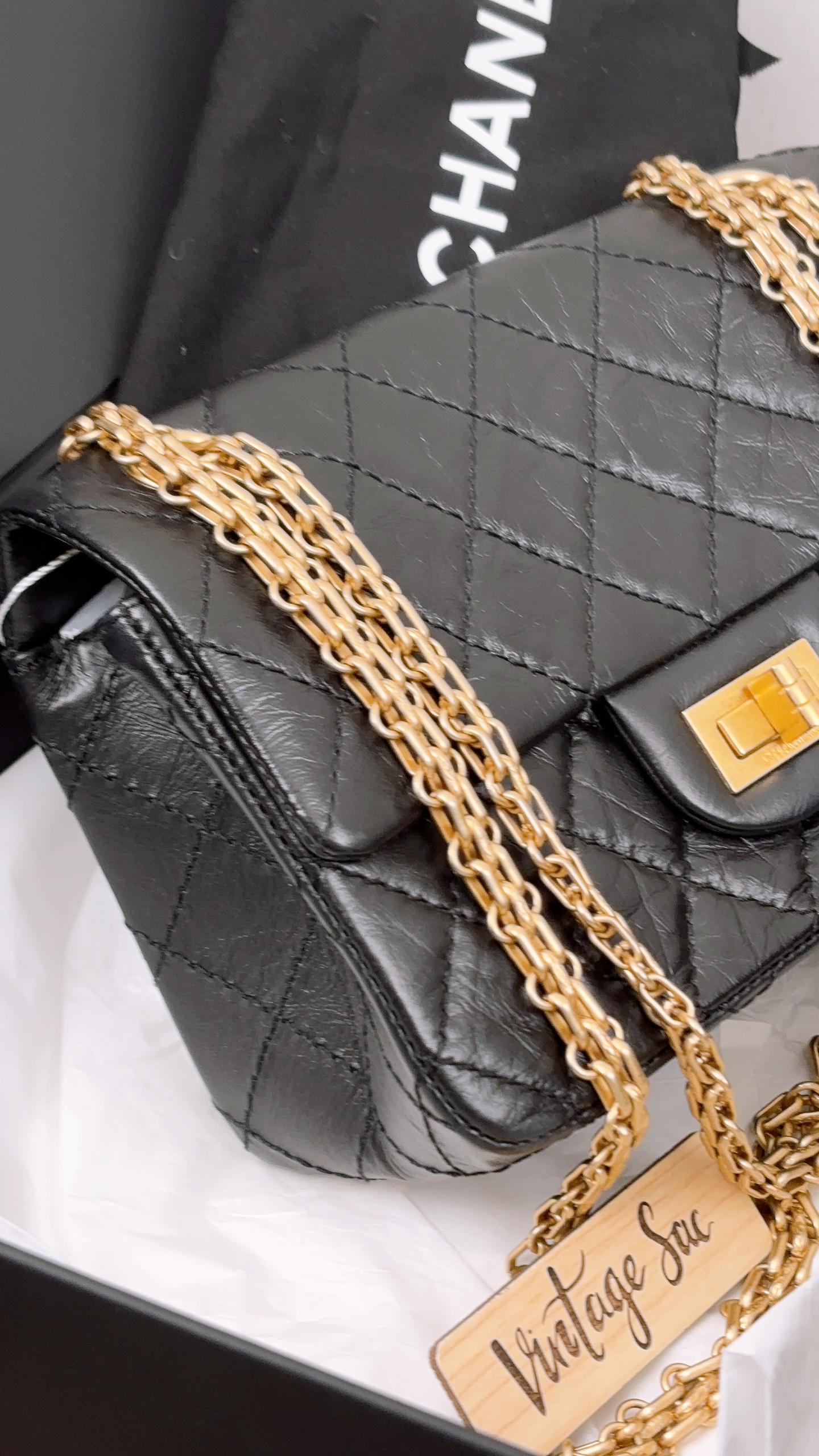 Chanel Black Aged Calfskin Mini 2.55 (GHW)