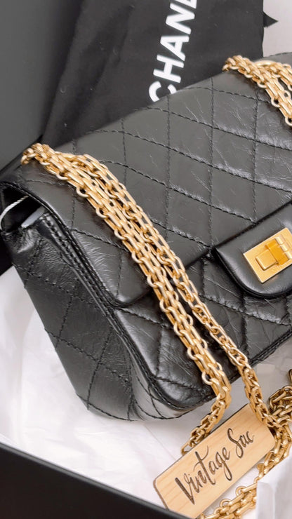 Chanel Black Aged Calfskin Mini 2.55 (GHW)