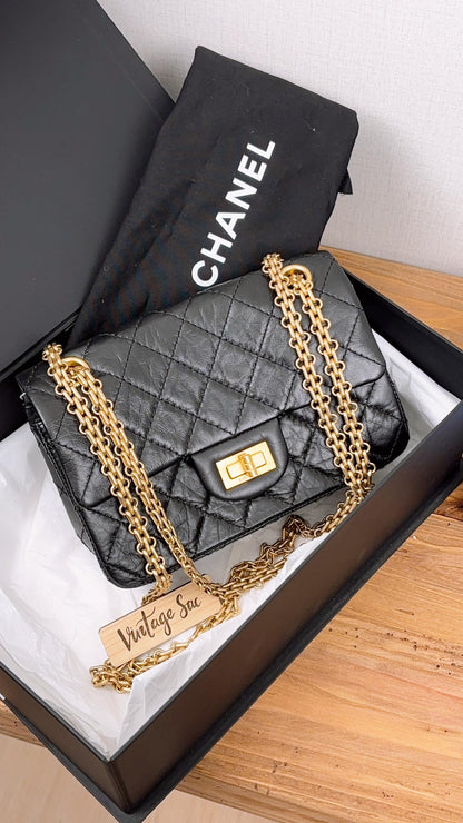 Chanel Black Aged Calfskin Mini 2.55 (GHW)
