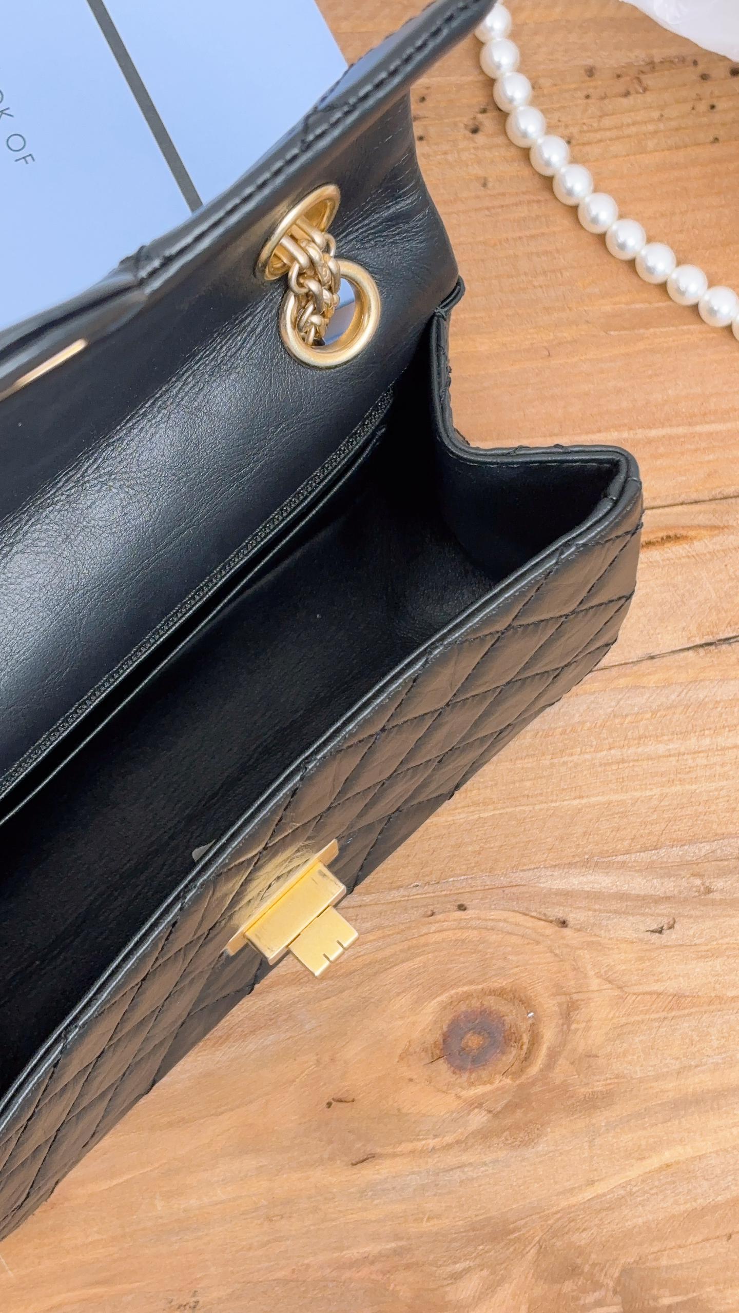 Chanel Black Aged Calfskin Mini 2.55 (GHW)