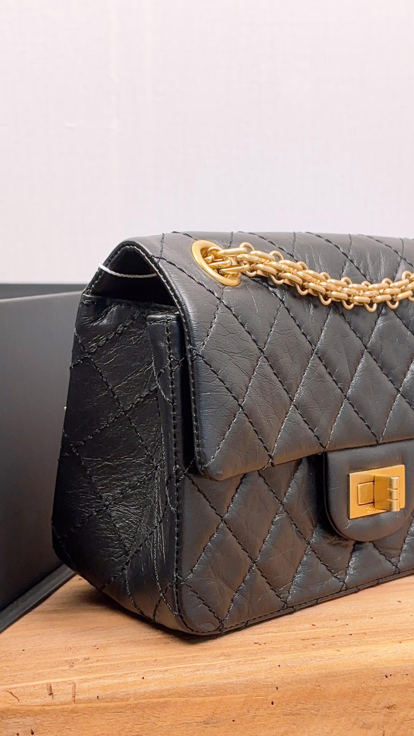 Chanel Black Aged Calfskin Mini 2.55 (GHW)