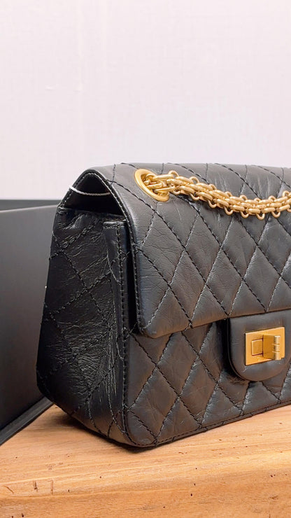 Chanel Black Aged Calfskin Mini 2.55 (GHW)