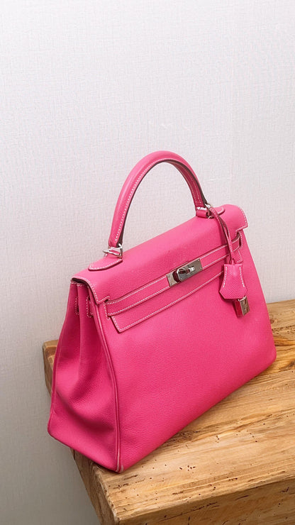 Hermes Epsom Rose Tyrien x Rubis Verso Retourne Kelly 32 (PHW)