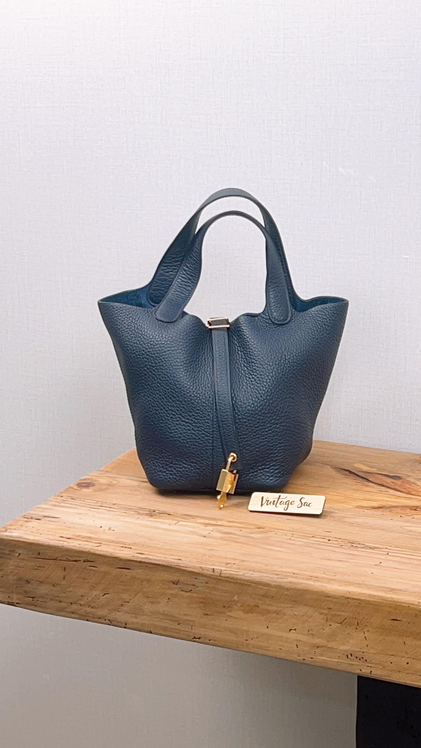 Hermes Blue Nuit Picotin 18 (GHW)