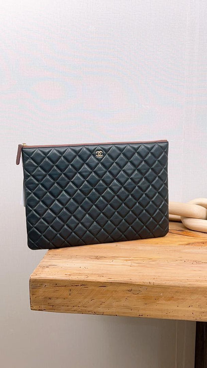 Chanel Black Lambskin Large O’case (GHW)
