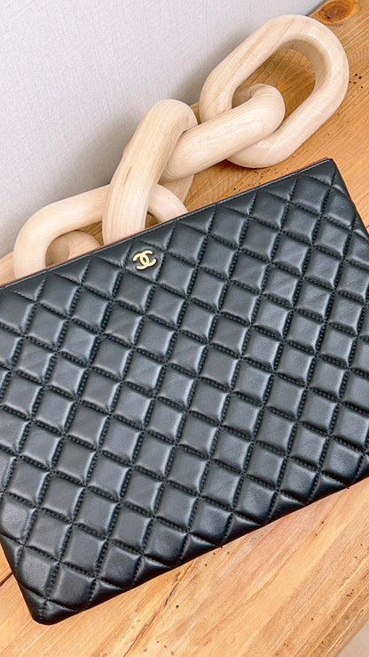 Chanel Black Lambskin Large O’case (GHW)