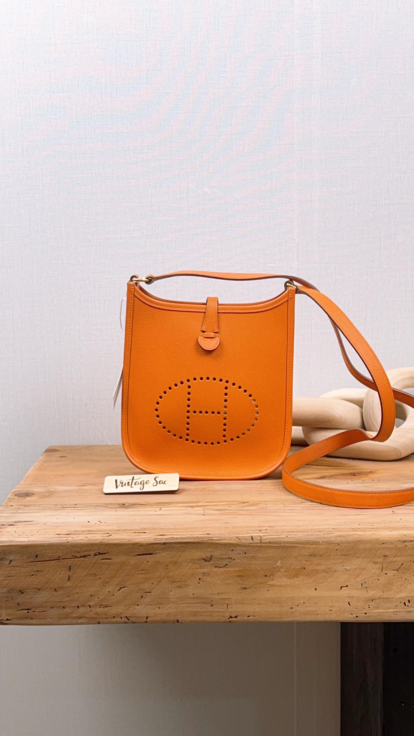Hermes Orange Mini Evelyne (GHW)