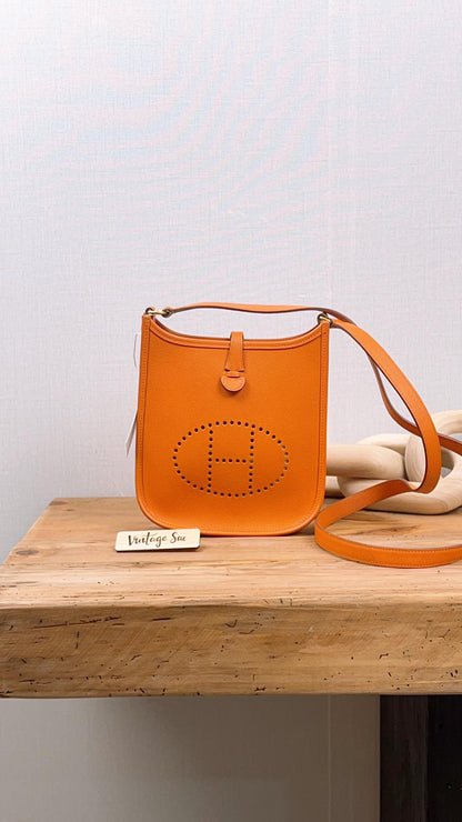 Hermes Orange Mini Evelyne (GHW)