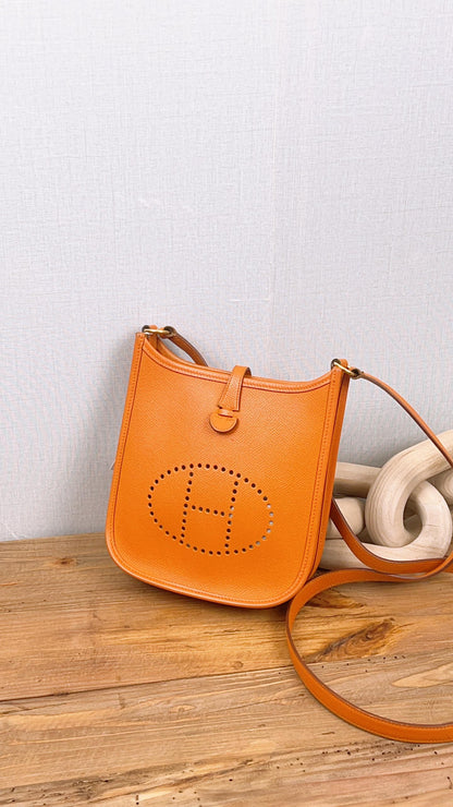 Hermes Orange Mini Evelyne (GHW)