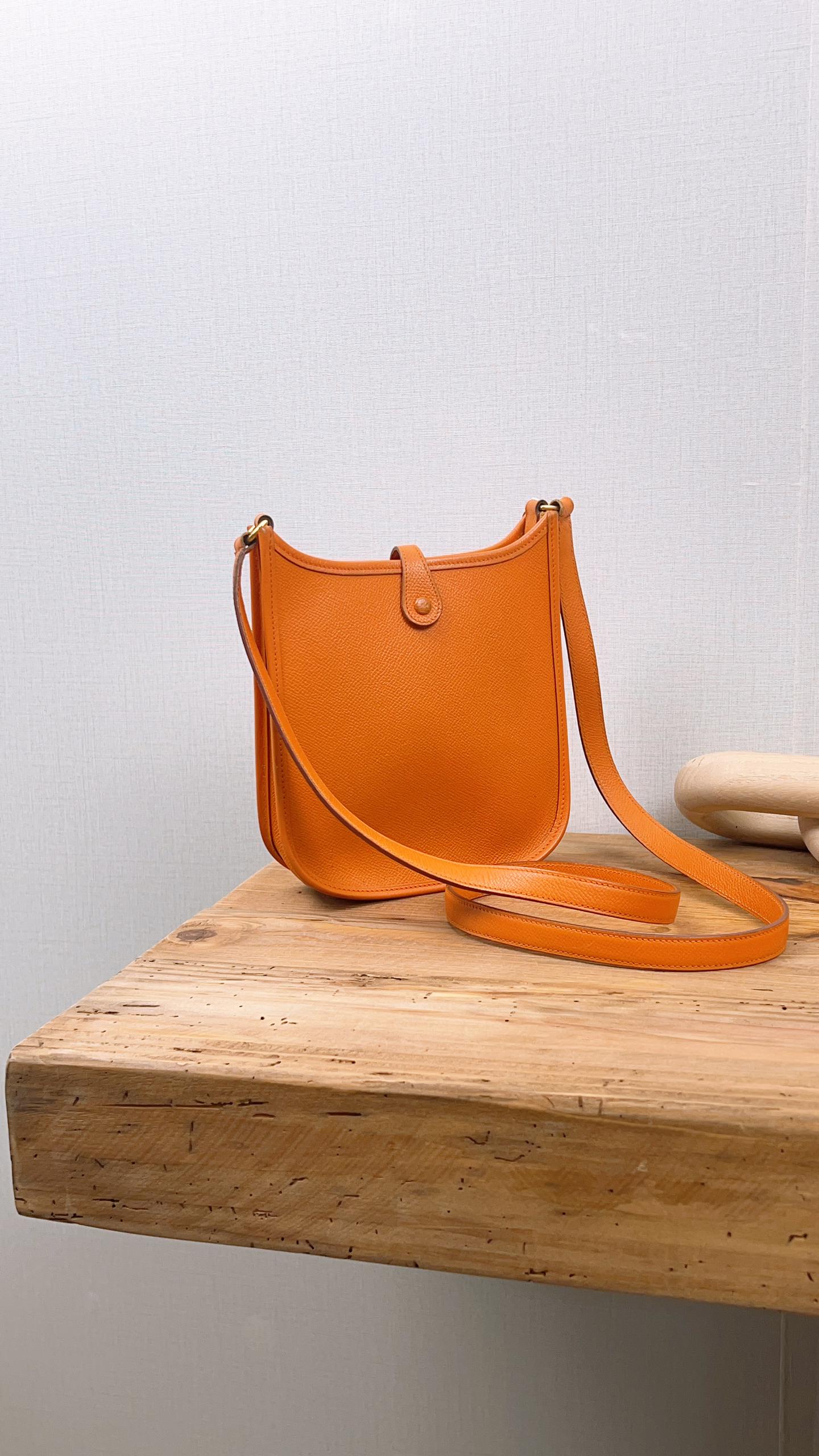 Hermes Orange Mini Evelyne (GHW)