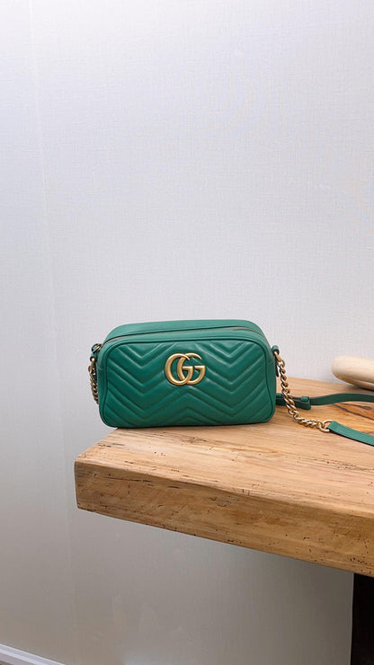 Gucci Green Calfskin Small Marmont Camera Bag (GHW)