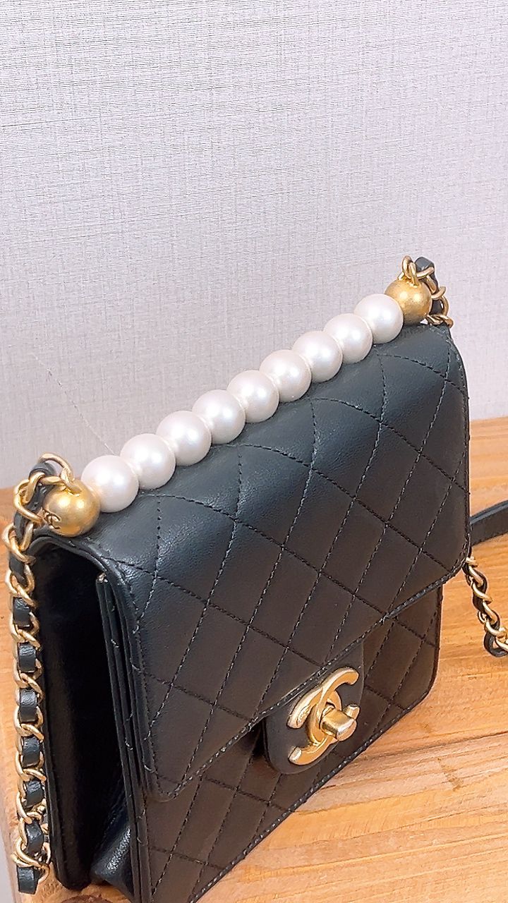 Chanel Black Pearl Vertical Clutch Flap Bag