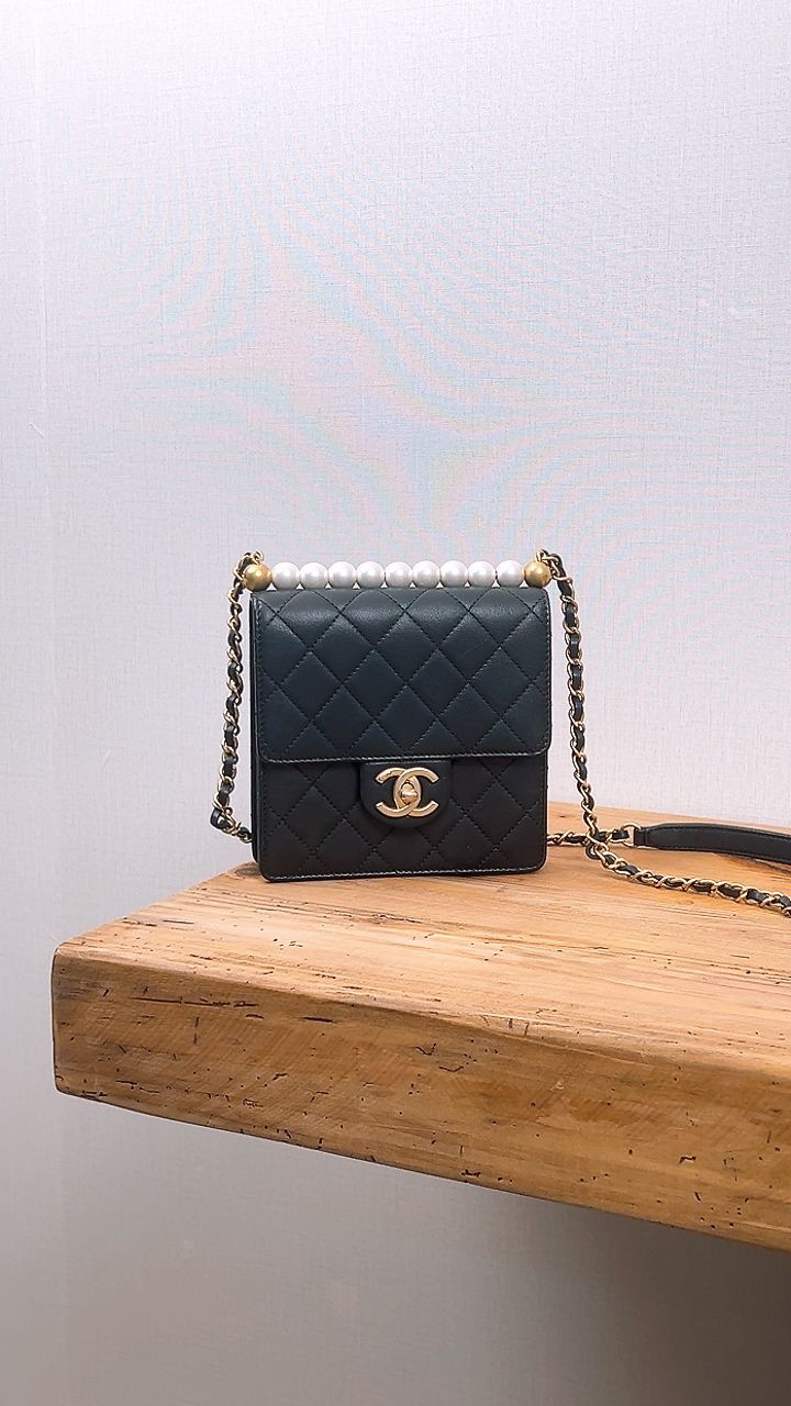 Chanel Black Pearl Vertical Clutch Flap Bag