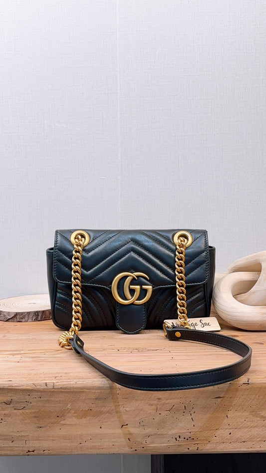 Gucci Black Calfskin Mini Marmont (GHW)