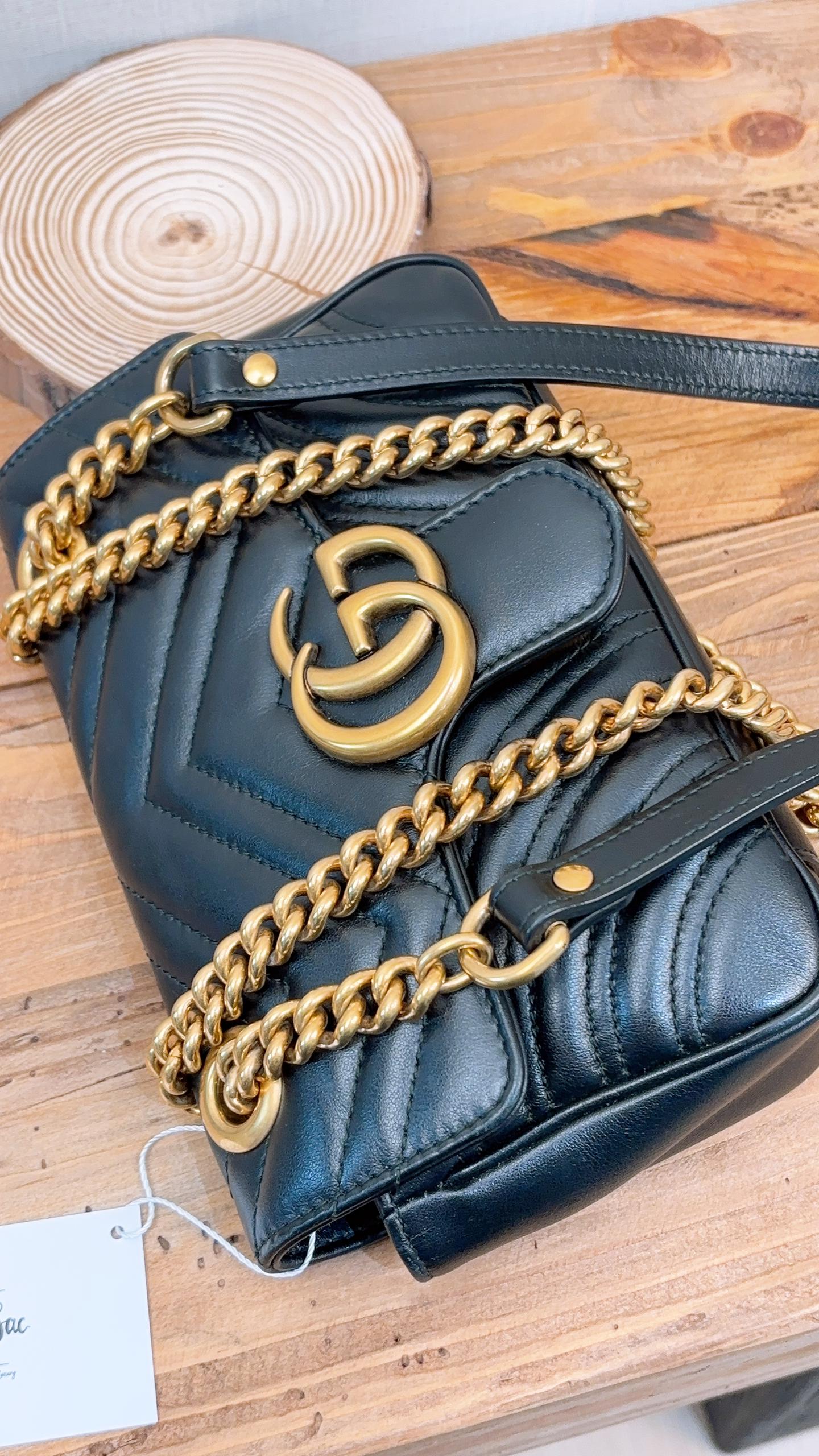 Gucci Black Calfskin Mini Marmont (GHW)