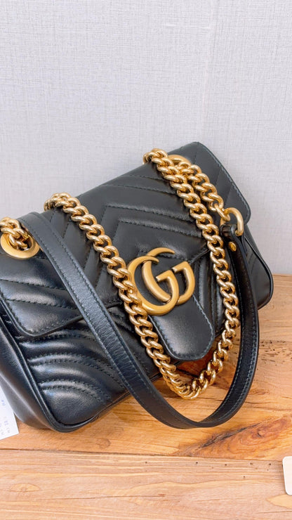 Gucci Black Calfskin Mini Marmont (GHW)